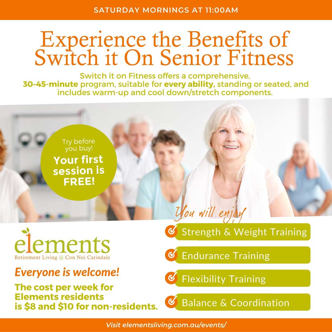Seniors Fitness classes at Con Noi Carindale retirement village