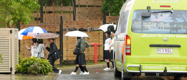 Japanese Homestay Students Visit Elements - Zen Garden outside