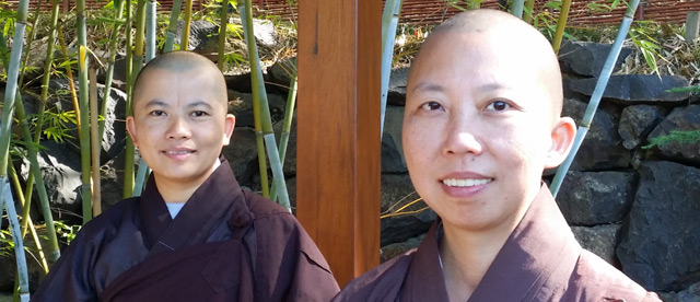 2 nuns accompanied Venerable Hui Chyuan of the Buddhist Bodhicitta Chan International Association 